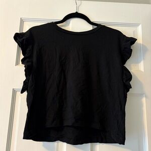 Zara Black Ruffle Sleeve Women's Crop Top